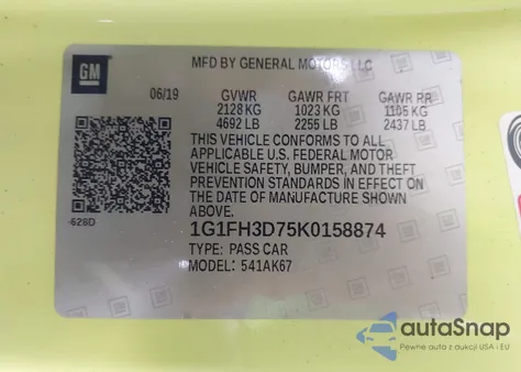 2019 Chevrolet Camaro 2Ss from USA, damaged, VIN 1G1FH3D75K0158874